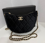 Chanel Velvet Moonbag Crossbody Bag with Box