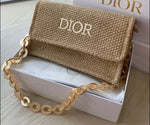 Dior Raffia Straw Bag on Acrylic Chain