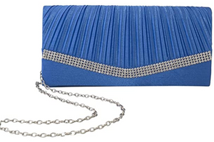 Pleated Satin Clutch Purse With Rhinestones