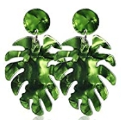 Leaf Green Acrylic Earrings