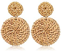 Woven Straw Double Earrings