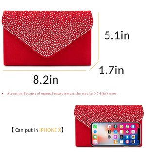 Rhinestone Envelope Clutch Handbag